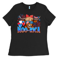 Black moo rica Ladies Tee - CowhideDigitalArt