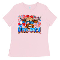 Bubblegum Pink moo rica Ladies Tee - CowhideDigitalArt