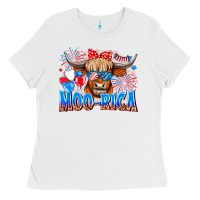 White moo rica Ladies Tee - CowhideDigitalArt