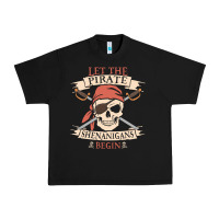 Black let the pirate shenanigans begin skull vintage pirate skeleton hallowe Urban Heavy Tee - linhVisuals