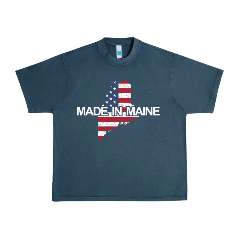 Made In Maine American Flag Funny Patriotic State Lover Gift Urban Heavy Tee by linhVisuals | Teevron