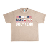 French Oak make america godly again american flag letters christian quote Urban Heavy Tee - linhVisuals