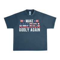 Midnight Navy make america godly again american flag letters christian quote Urban Heavy Tee - linhVisuals