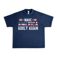 Navy make america godly again american flag letters christian quote Urban Heavy Tee - linhVisuals