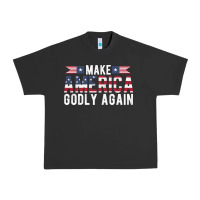 Pigment Black make america godly again american flag letters christian quote Urban Heavy Tee - linhVisuals
