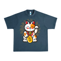 Midnight Navy maneki neko lucky cat money feline japanese good luck charm kitten gif Urban Heavy Tee - linhVisuals