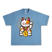 Pebble Blue maneki neko lucky cat money feline japanese good luck charm kitten gif Urban Heavy Tee - linhVisuals