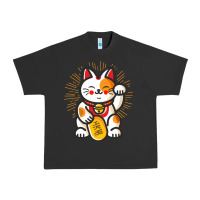 Pigment Black maneki neko lucky cat money feline japanese good luck charm kitten gif Urban Heavy Tee - linhVisuals