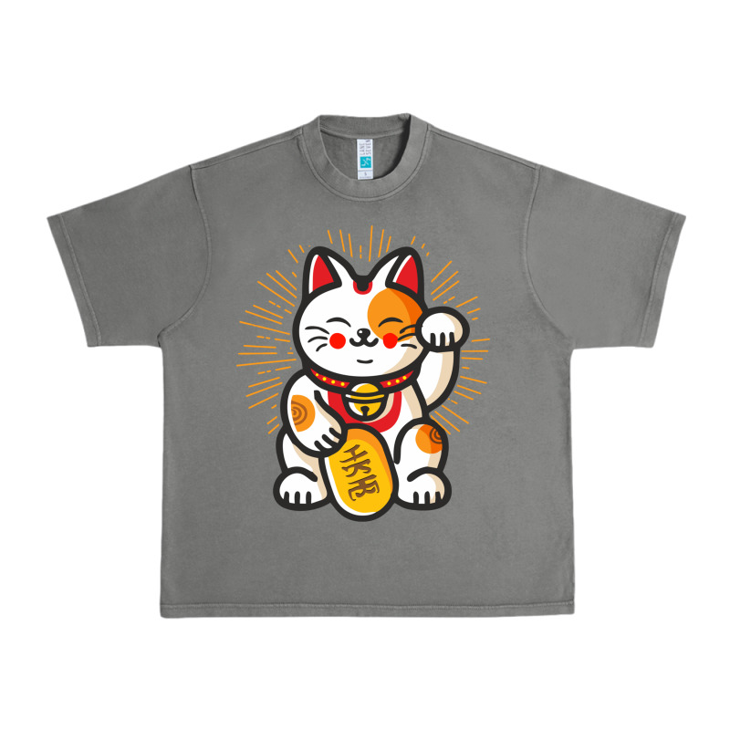 Maneki Neko Lucky Cat Money Feline Japanese Good Luck Charm Kitten Gif Urban Heavy Tee by linhVisuals | Teevron