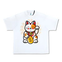 White maneki neko lucky cat money feline japanese good luck charm kitten gif Urban Heavy Tee - linhVisuals