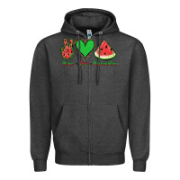 Charcoal Heather Peace Love Watermelon Zipper Hoodie - Jasminsmagicworld