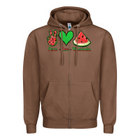 Chestnut Peace Love Watermelon Zipper Hoodie - Jasminsmagicworld