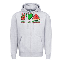 Heather Grey Peace Love Watermelon Zipper Hoodie - Jasminsmagicworld