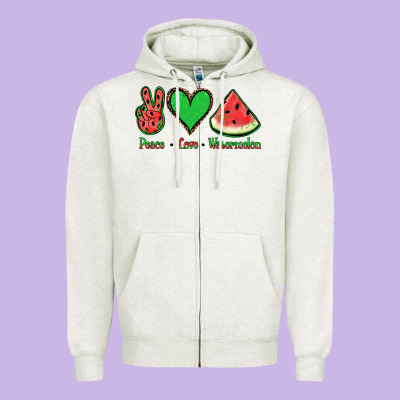 Peace Love Watermelon Zipper Hoodie Designed By Jasminsmagicworld