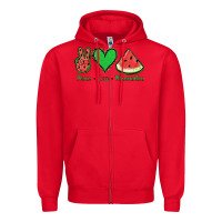Red Peace Love Watermelon Zipper Hoodie - Jasminsmagicworld