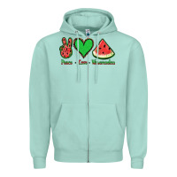 Seafoam Peace Love Watermelon Zipper Hoodie - Jasminsmagicworld