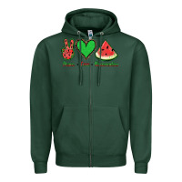 Sports Green Peace Love Watermelon Zipper Hoodie - Jasminsmagicworld