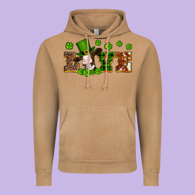 St Patricks Love Heifer Vintage Hoodie Designed By Artiststas