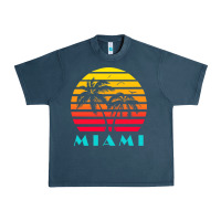 Midnight Navy miami 80s sunset Urban Heavy Tee - linhVisuals