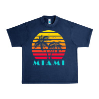 Navy miami 80s sunset Urban Heavy Tee - linhVisuals