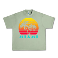 Oil Green miami 80s sunset Urban Heavy Tee - linhVisuals