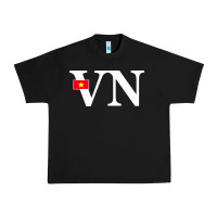 Black Vietnam Flag and Country Initials Urban Heavy Tee - linhVisuals