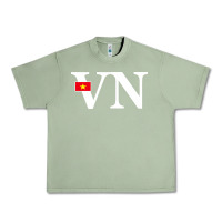 Oil Green Vietnam Flag and Country Initials Urban Heavy Tee - linhVisuals