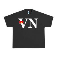Pigment Black Vietnam Flag and Country Initials Urban Heavy Tee - linhVisuals