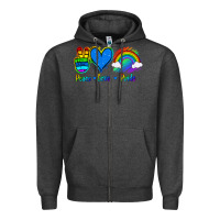 Charcoal Heather Peace Love Pride Zipper Hoodie - Jasminsmagicworld