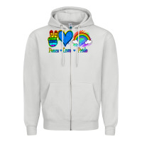 Dove Grey Peace Love Pride Zipper Hoodie - Jasminsmagicworld