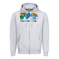 Heather Grey Peace Love Pride Zipper Hoodie - Jasminsmagicworld