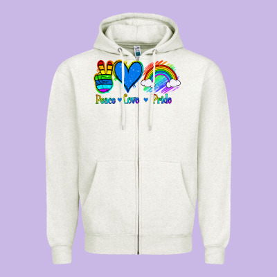 Peace Love Pride Zipper Hoodie Designed By Jasminsmagicworld