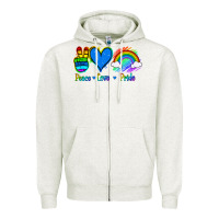 Oatmeal Heather Peace Love Pride Zipper Hoodie - Jasminsmagicworld