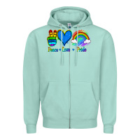 Seafoam Peace Love Pride Zipper Hoodie - Jasminsmagicworld