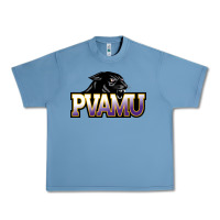 Pebble Blue Prairie View A&M Panthers And Lady Panthers Rectangle Patch Urban Heavy Tee - linhVisuals