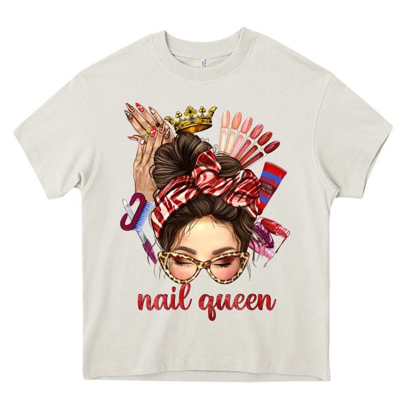 Nail Queen Messy Bun With Crown Bbs Heavy Core Tee by BundleAndBundleShop | Teevron