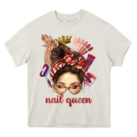 Cream nail queen messy bun with crown bbs Heavy Core Tee - BundleAndBundleShop