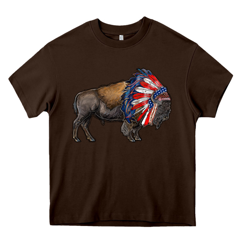 American Bison With Indian Headdress Heavy Core Tee by RanaPortraitStore | Teevron