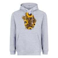 Heather Grey glitter sunflowers leopard patch Heavyweight Hoodie - RanaPortraitStore