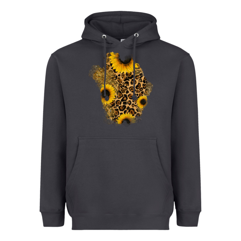 Glitter Sunflowers Leopard Patch Heavyweight Hoodie by RanaPortraitStore | Teevron