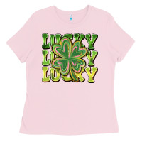 Bubblegum Pink Lucky Clover Ladies Tee - CowhideDigitalArt