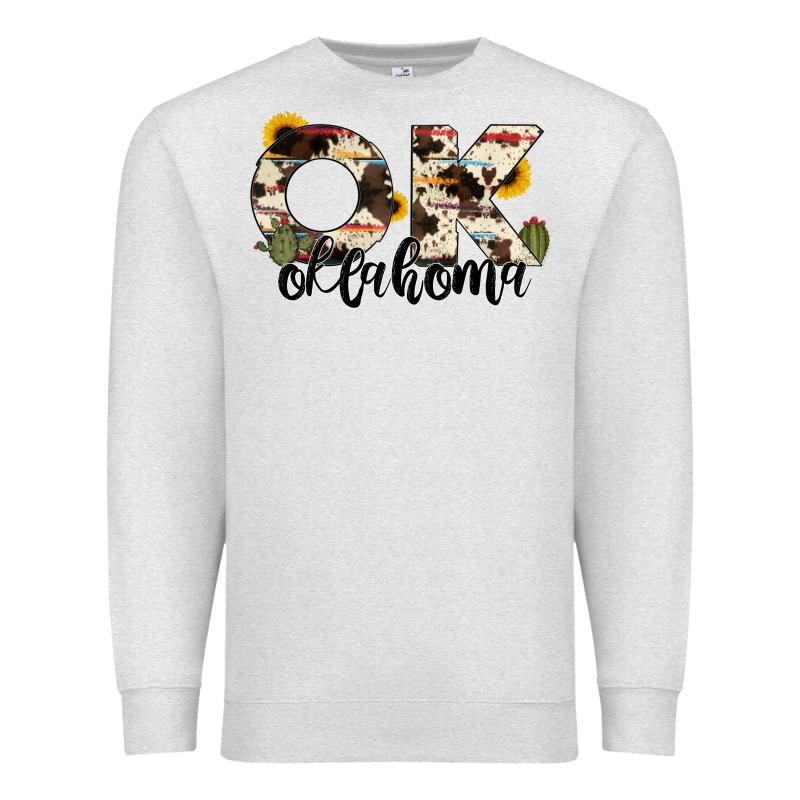 Oklahoma State Cowhide Serape Cactus Premium Sweatshirt by RanaPortraitStore | Teevron
