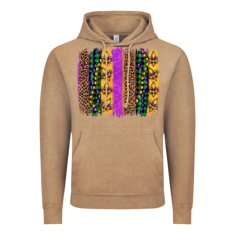 Mardi Gras Fleur De Lis And Beads Brush Stroke Vintage Hoodie by Artiststas | Teevron