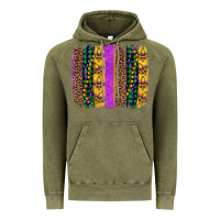 Vintage Olive mardi gras fleur de lis and beads brush stroke Vintage Hoodie - Artiststas
