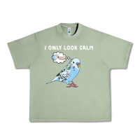 Oil Green parakeet bird biting finger funny i only look calm Urban Heavy Tee - linhVisuals