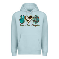Blue Mist Peace Love Turquoise Premium Hoodie - Jasminsmagicworld