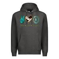 Charcoal Heather Peace Love Turquoise Premium Hoodie - Jasminsmagicworld