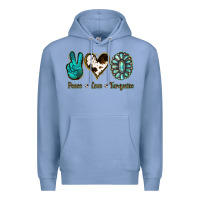Colony Blue Peace Love Turquoise Premium Hoodie - Jasminsmagicworld