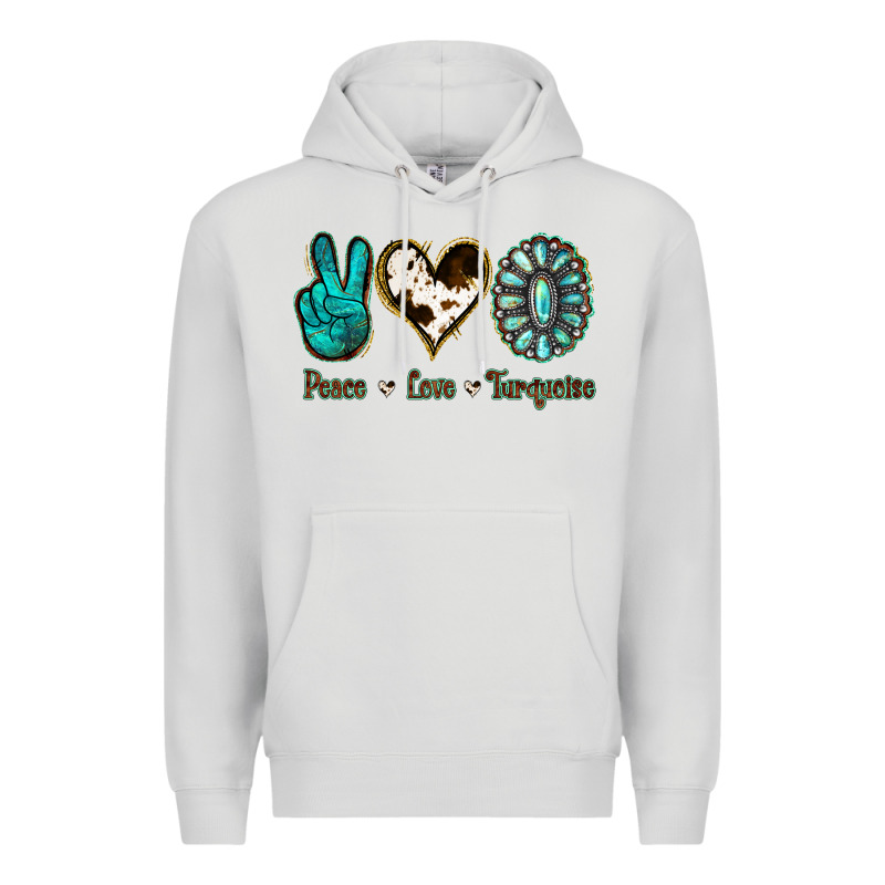 Peace Love Turquoise Premium Hoodie by Jasminsmagicworld | Teevron