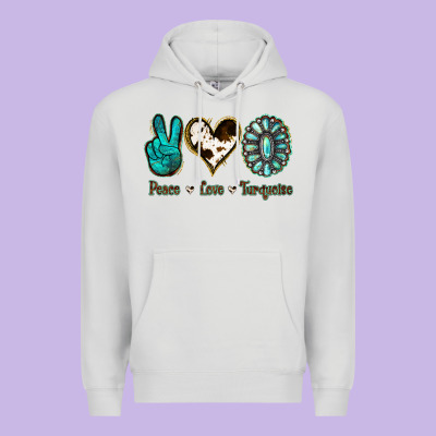 Peace Love Turquoise Premium Hoodie Designed By Jasminsmagicworld